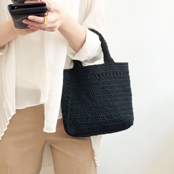 鉤鉤圓提把編織包 / 多色可選 台灣手工鉤織手提袋 棉