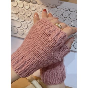 莫蘭蒂色系用時一天70碼無指毛線手套零基礎小物DIY編織材料包