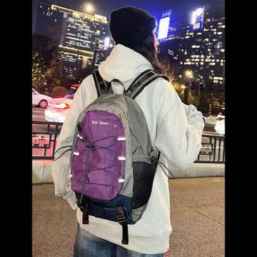 新款潮款徒步旅行戶外雙肩包防水登山包抽繩后背包休閑潮流旅游包