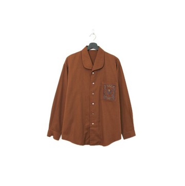 Back to Green-經典圖騰長袖襯衫 栗色刺繡 hh-05//vintage shirt