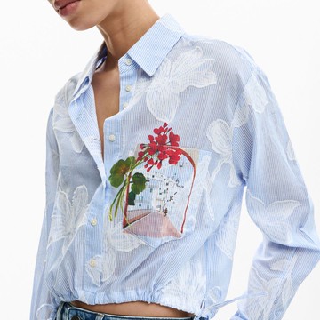Desigual 條紋短版抽繩襯衫