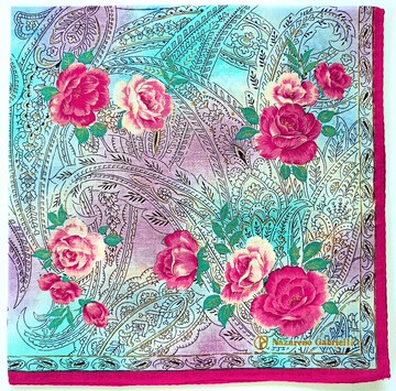 Nazareno Gabrielli 古董手帕 印花圖案 19 x 19 英吋