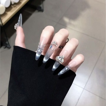 ✨Hannah✨【霧裏探花】氣質純慾風高級輕奢微笑法式貓眼純手工可拆卸穿戴甲裸色穿戴甲