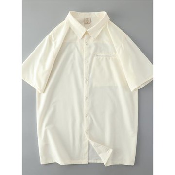 戶外速干短袖襯衫男冰絲夏季潮牌潮流寬松休閑外套外貿男裝襯衣