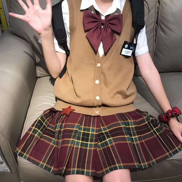 山楂樹jk深夜幻境同格紀州茶學院風毛衣圣誕裙紅綠格套裝學生制服
