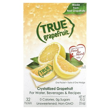 True Citrus, True Grapefruit，葡萄柚蜜餞，無糖，32 包，90 盎司（25.6 克）