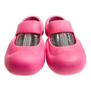 奶油泡芙 增高厚底柔軟防滑涼拖鞋 玫紅色  38~39