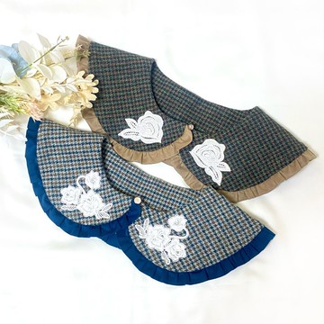 大人系可愛斜紋軟呢古典假領