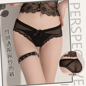 蕾絲內褲 透視網紗蝴蝶結超彈性低腰內褲 性感內褲 安全褲