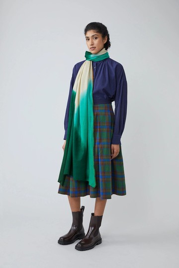 805 羊毛真絲圍巾90 - 綠松石