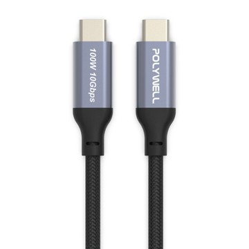 POLYWELL 寶利威爾 高速傳輸充電線 Type C To Type C PW15-W45-M192  2m  黑灰色  1條