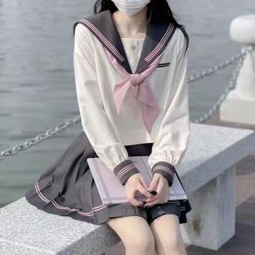 桃葉中原創正版jk制服裙套裝全套水手服中間服夏季長袖校供學院風