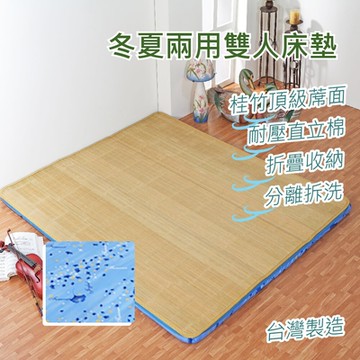 《星辰》絲竹冬夏兩用折疊床墊-雙人(藍銀杏)