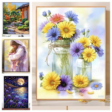 💛台灣現貨💛盒裝💛 DIY鑽石貼畫 新款5D鑽石畫 水鑽貼畫 立體貼鑽畫 手工點鑽畫 手作 大幅 黏鑽畫 磚石貼畫 滿鑽