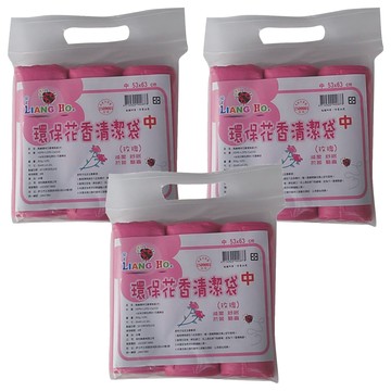 巧用 環保花香清潔袋 中 63 x 53cm 紅色 26張  20L  3包
