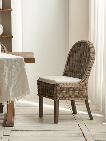 民宿侘寂風真藤餐椅家用單人椅復古籐椅中古藤編休閑椅餐廳靠背椅 幸福驛站