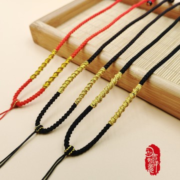 金線手工編織掛繩粗款可調整吊墜掛繩黃金玉石蜜蠟項鍊掛脖繩