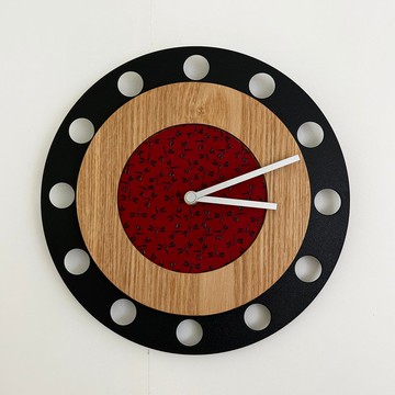 甲州印傳時鐘 蜻蜓赤・黑 No.01087