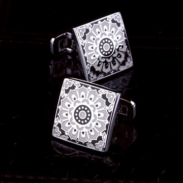 新款 獵尚黑白灰男士法式襯衫袖扣 正裝商務潮男袖釘上班工作配飾