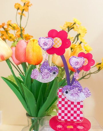 寶鵑紫色珠繡配心心耳環