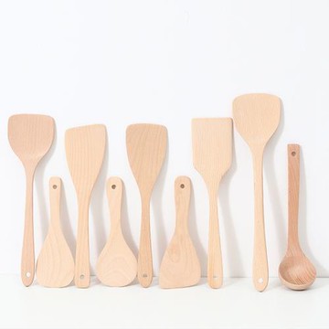 工廠櫸木無漆木鏟家用廚房不粘鍋長柄鍋鏟 木勺廚具套裝