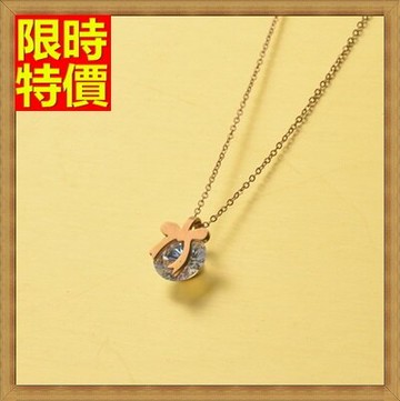 現貨+預購 玫瑰金項鍊鑲鑽吊墜-精巧時尚蝴蝶結生日禮物飾品71x165【獨家進口】【米蘭精品】