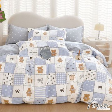FOCA餅乾熊熊-雙人-韓風設計100%精梳純棉四件式兩用被床包組
