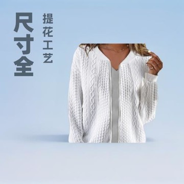 2023歐美外貿跨境新款亞馬遜wish女士上衣提花長袖休閑短外套