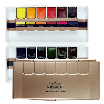 【Mission】金級 塊狀 水彩 12色 含 調色盤 / 組 MPW-2012