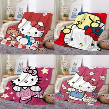 卡通凱蒂貓毛毯沙發蓋毯kt貓法蘭絨毯跨境三麗鷗hellokitty毛毯