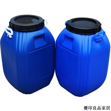 免運 附發票 大號家用塑料水桶 露營儲水桶 食品級塑料桶 運輸桶 帶蓋塑料水箱 長方形加厚 臥式儲水桶100斤藍色加厚塑料大水桶耐酸堿50升化工藍桶油桶工地用水運輸桶
