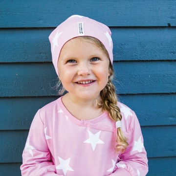 【北歐童裝】瑞典有機棉星星兒童帽子5歲至6歲 粉紅