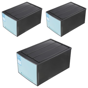 KEYWAY 聯府 馬卡龍抽屜整理箱  黑色  3個  65L