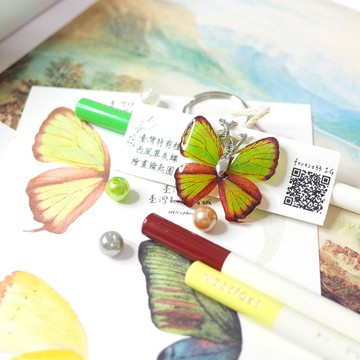 臺灣特有種 西風翠灰蝶 繪畫鑰匙圈