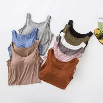 露臍吊帶背心帶胸墊女夏季罩杯文胸一體打底內搭外穿短款內衣抹胸