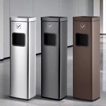 免運最低價 垃圾桶  酒店大堂不銹鋼吸煙區電梯口滅煙垃圾桶帶煙灰缸落地立式柱賓館 快速出貨