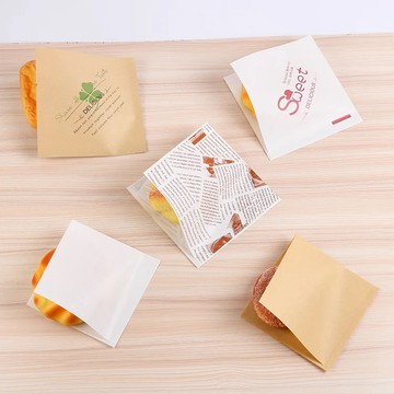 【台灣現貨】食品防油紙L型紙袋 (50入/100入) 三明治袋 三角袋 淋膜防油紙袋 點心袋 貝果袋 漢堡袋
