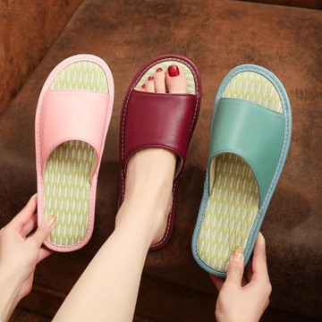 羊皮冰絲藤真皮涼拖鞋夏季男女居家室內臥室防滑防臭亞麻情侶軟底