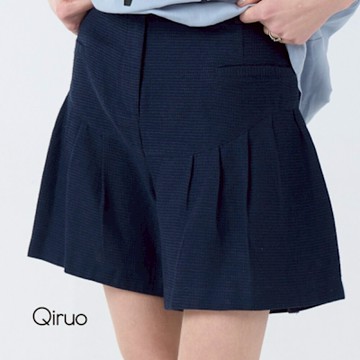 Qiruo 奇若春夏專櫃深藍色短褲7026C 精品休閒褲