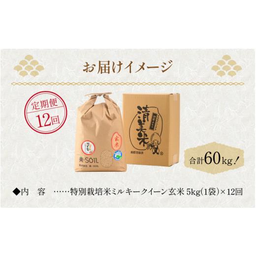 ふるさと納税 福井県 あわら市 《定期便》5kg×12回 60kg 特別栽培米 ミルキークイーン 玄米 低農薬 《食味値85点以上！こだわり極上玄米》 …