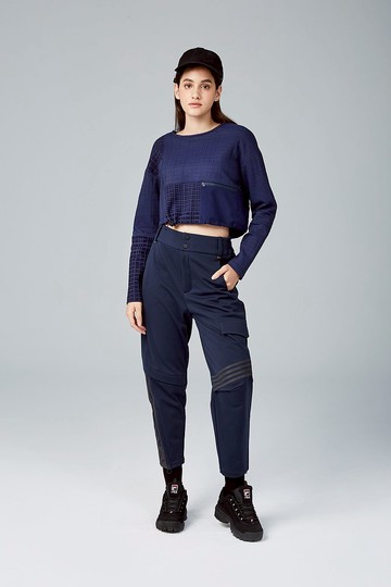 拼接長袖上衣_藍 (20W1TP03)