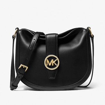 MICHAEL KORS 小號流浪包 斜背包 素面皮革 手提包 側/肩背包 M77207 黑色MK(現貨)▶指定Outlet商品5折起☆現貨【送禮首選★APP下單點數4倍送】