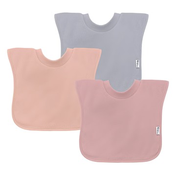 green sprouts 小綠芽 三層吸水防水純棉口水巾圍兜/吃飯圍兜3件組 草莓牛奶 親膚柔軟  1組