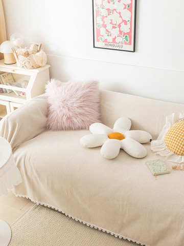 優樂悅~ins北歐奶白沙發巾雪尼爾沙發蓋布蓋巾客廳沙發套罩沙發毯