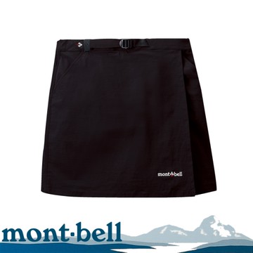 【Mont-Bell 日本 女 Stretch Od Wrap Shorts 褲裙《黑》】1105583/運動裙/防潑水/高彈性