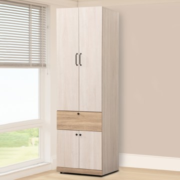 【Homelike】喜家居2尺一抽四門衣櫃(梧桐拼色)(2233)