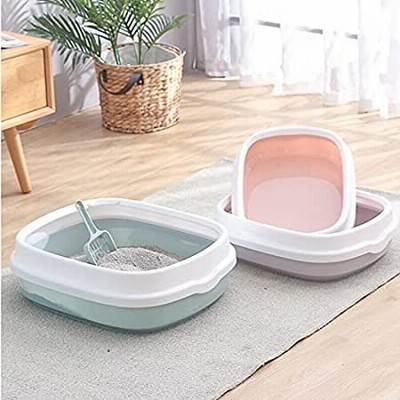 PENCK Cat Litter Box with Scoop and Shield Cat Kitty Toilet PP Durable Deta＿並行輸入品