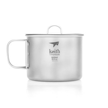 ├登山樂┤Keith 純鈦單層鈦杯 折疊把手 900ml (附杯蓋跟收納網袋)/Ti3209