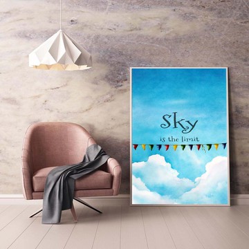 【藍天彩旗】限量版複製畫 | 畫 臥房掛畫 | 設計師 辦公室藝廊牆