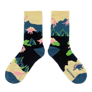 冰山恐龍 Iceland Dinosaur_ 米藍中筒襪 休閒襪